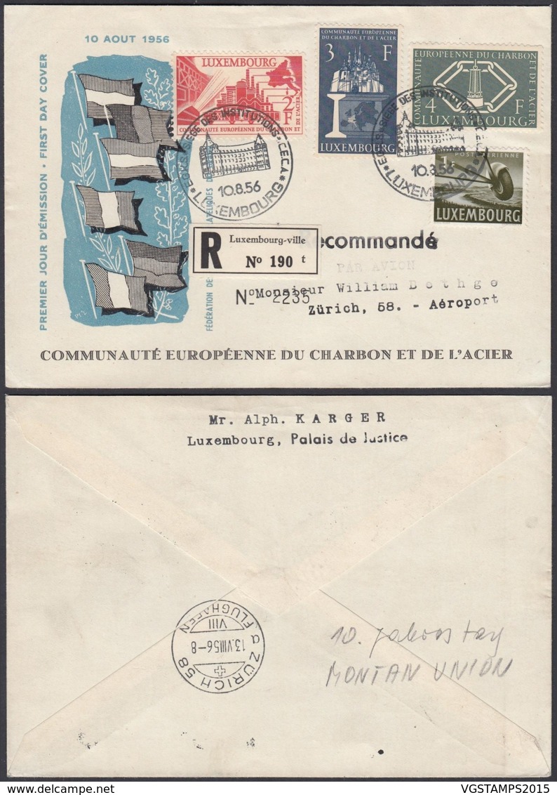 Luxembourg 1956 -FDC Pour La Suisse Avec Nº511/13 (BE) DC3753 - Lettres & Documents