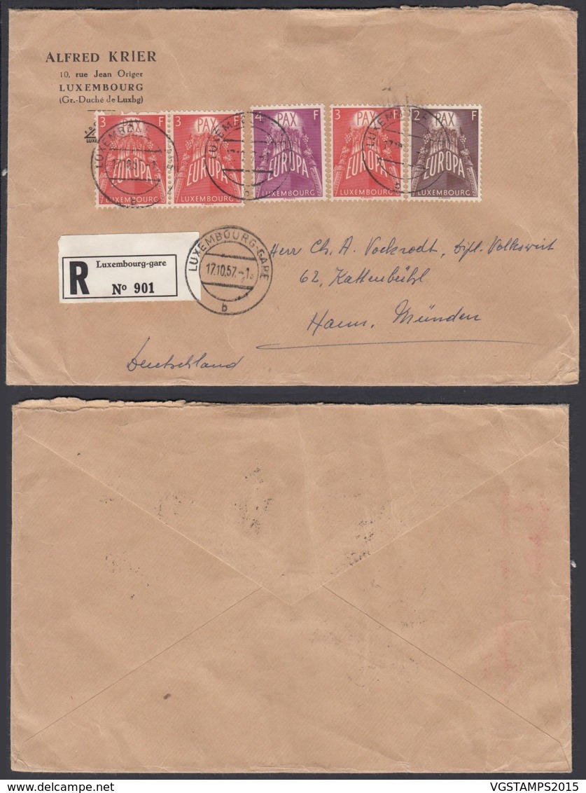 Luxembourg 1957 -Lettre Avec Europa 57 Nº532x3 +533 (BE) DC3757 - Lettres & Documents