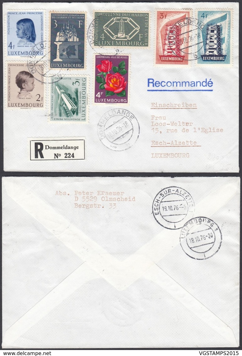 Luxembourg 1976 -Lettre Recommandé Avec Nº5125/6 + 512/3 Pour Allemagne (BE) DC3763 - Lettres & Documents