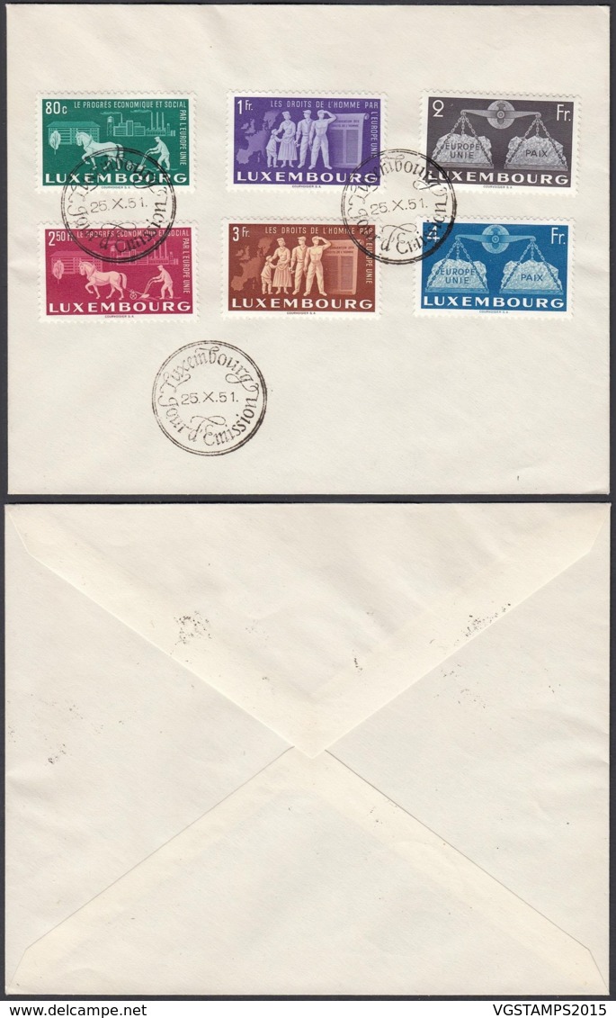 Luxembourg 1951 - FDC Avec Nº443/8 (BE) DC3770 - Lettres & Documents