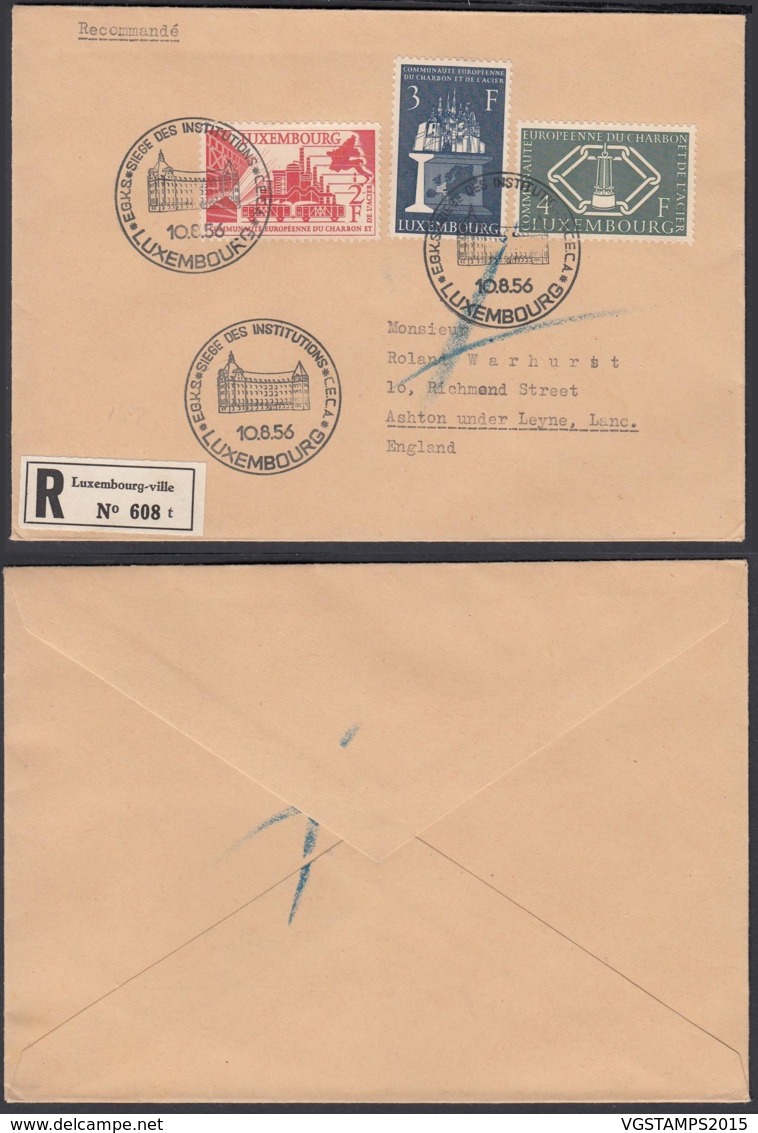 Luxembourg 1956 - FDC Avec Nº511/3 Pour Grande Bretagne (BE) DC3771 - Lettres & Documents