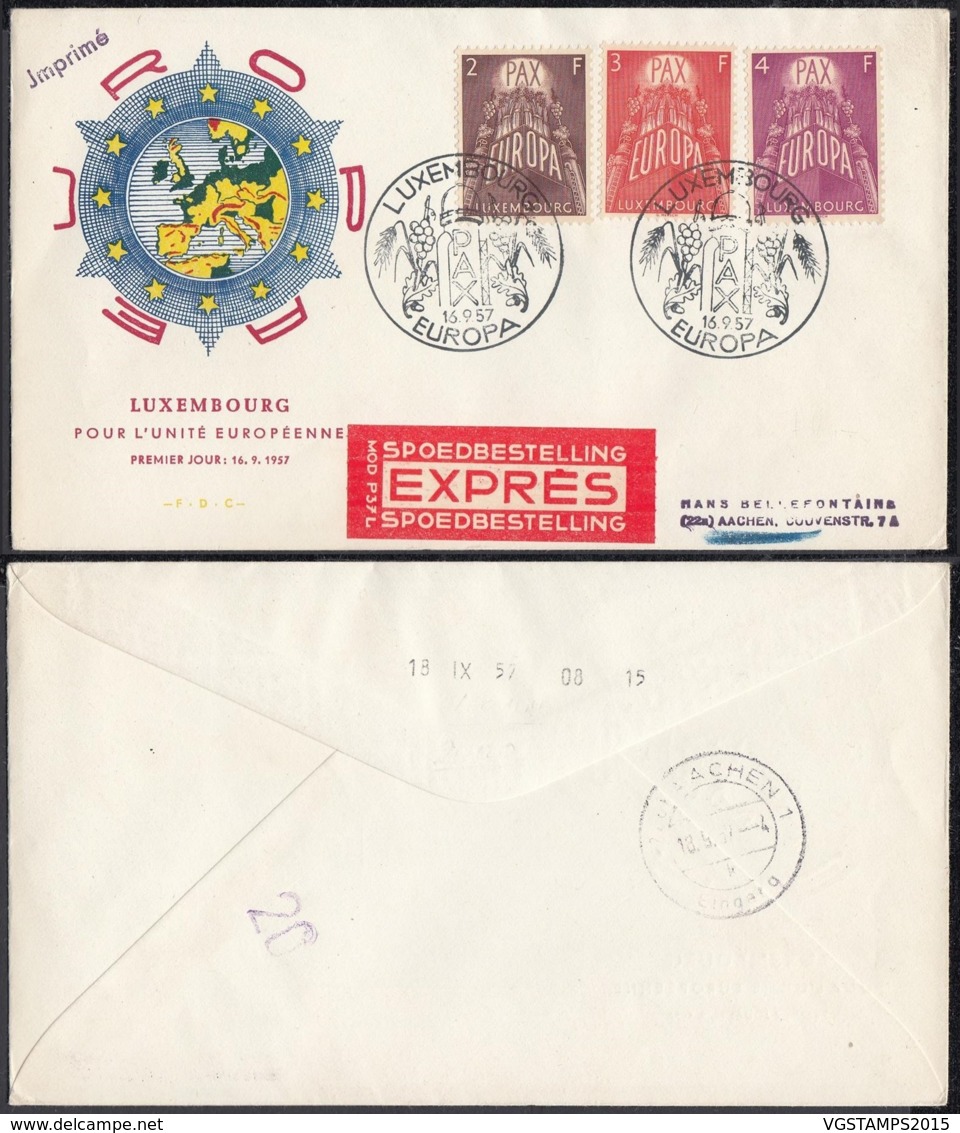 Luxembourg 1957 - FDC Avec Nº511/3 Europa 57 Pour Allemagne En Express (BE) DC3772 - Lettres & Documents