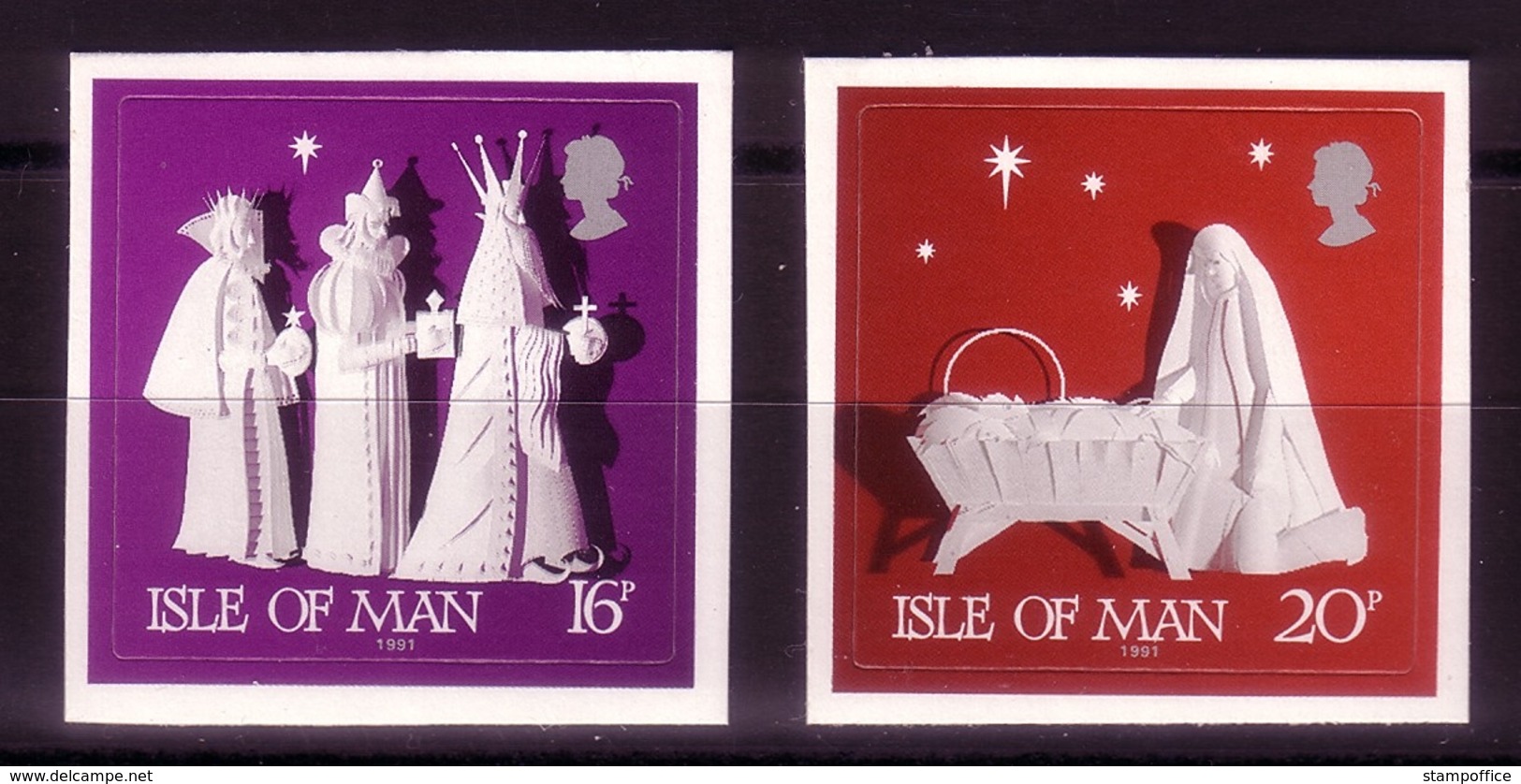 INSEL MAN MI-NR. 488-489 POSTFRISCH Selbstklebend - WEIHNACHTEN 1991 - Christmas