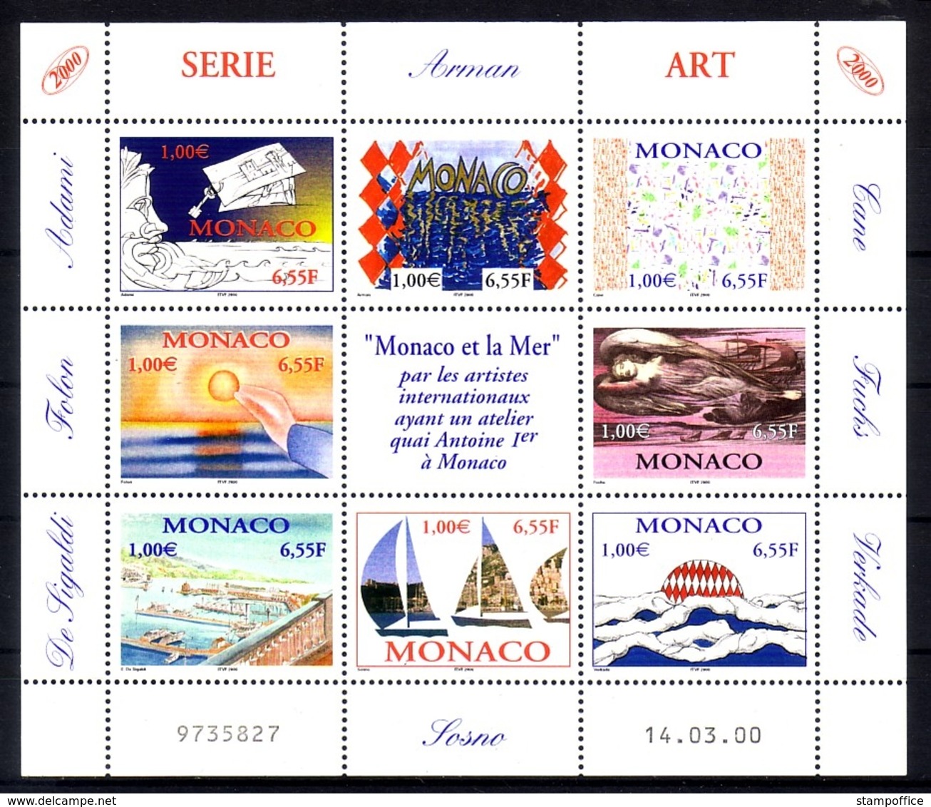 MONACO MI-NR. 2490-2497 POSTFRISCH(MINT) KLEINBOGEN ZEITGENÖSSISCHE KUNST - Blocks & Kleinbögen