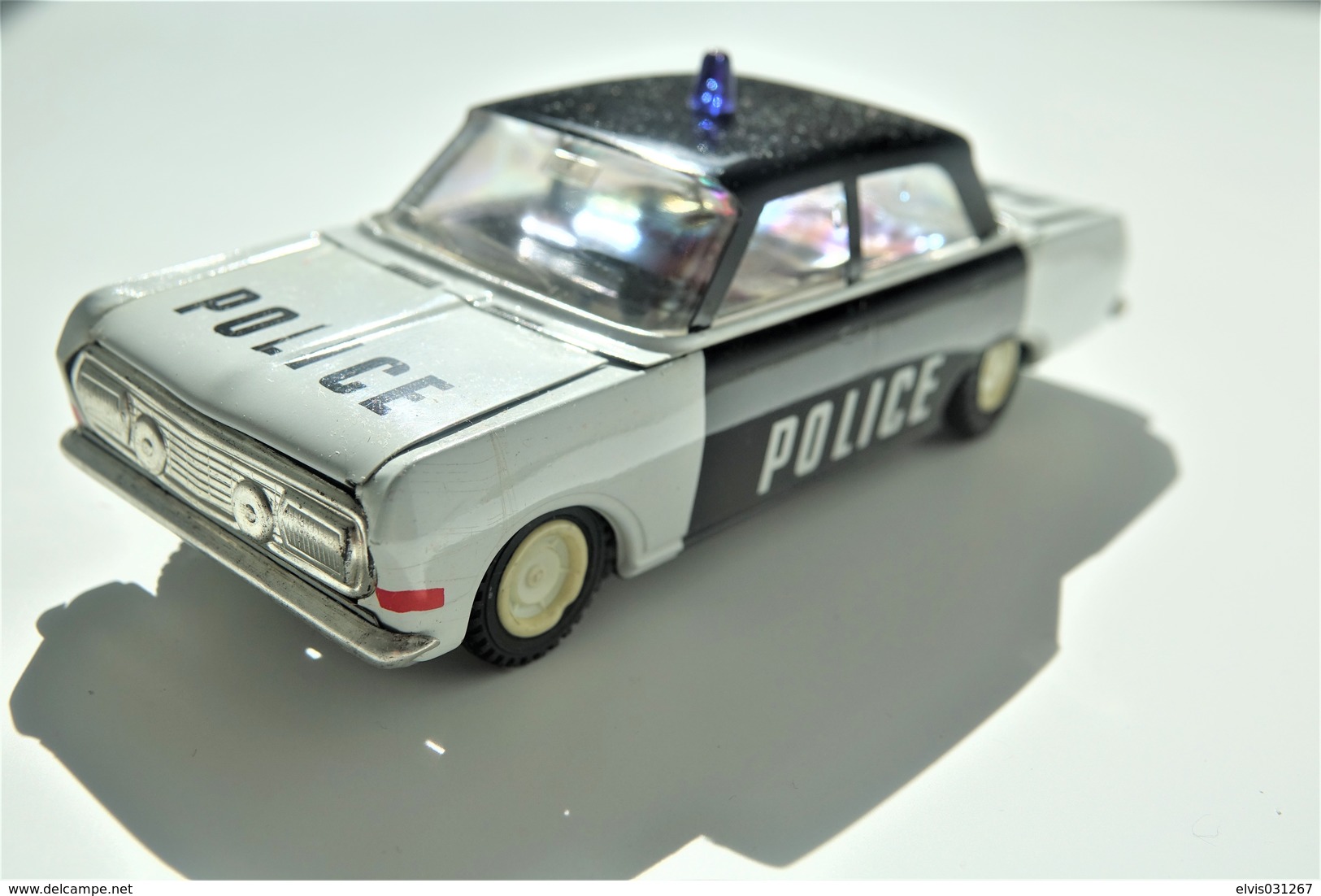 Vintage TIN TOY CAR : Mark PLASTICART With BOX - Police Car - 15cm - DDR GDR GERMANY- 1960's - Friction Powered - Collectors Et Insolites - Toutes Marques