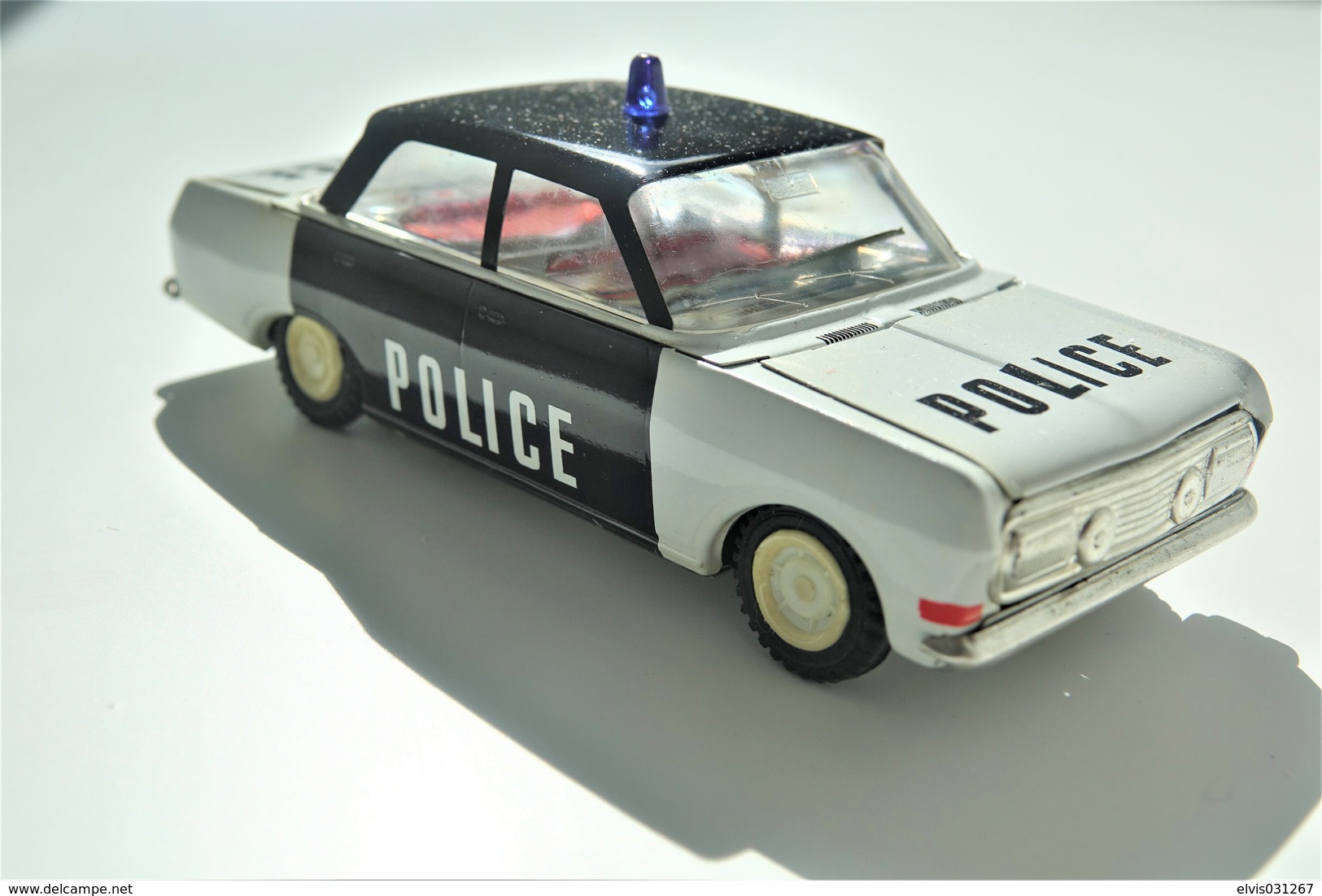 Vintage TIN TOY CAR : Mark PLASTICART With BOX - Police Car - 15cm - DDR GDR GERMANY- 1960's - Friction Powered - Collectors Et Insolites - Toutes Marques