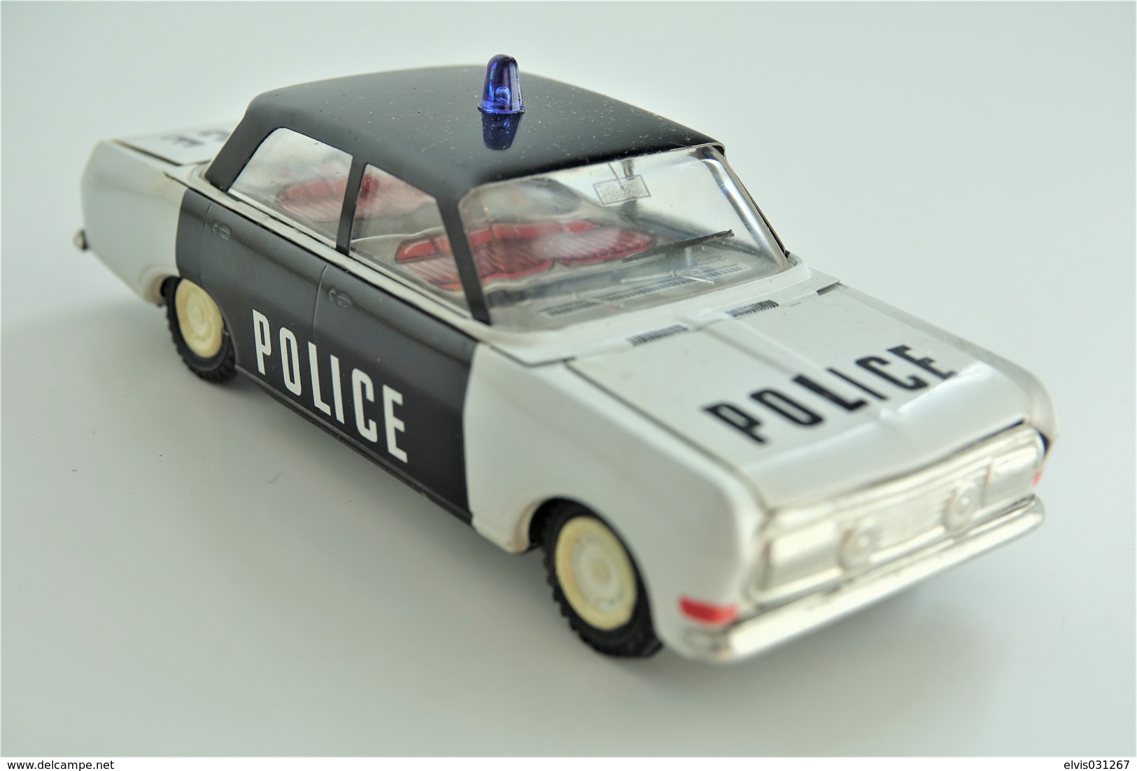 Vintage TIN TOY CAR : Mark PLASTICART With BOX - Police Car - 15cm - DDR GDR GERMANY- 1960's - Friction Powered - Collectors Et Insolites - Toutes Marques