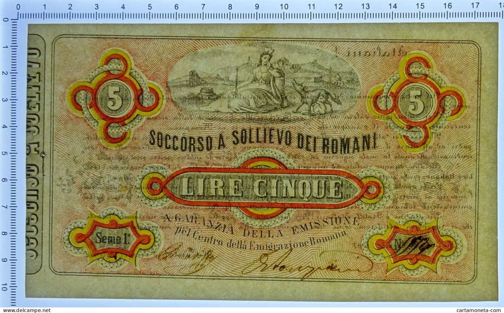 5 LIRE EMESSO SOCCORSO A SOLLIEVO DEI ROMANI 30/04/1867 SUP- - Altri & Non Classificati