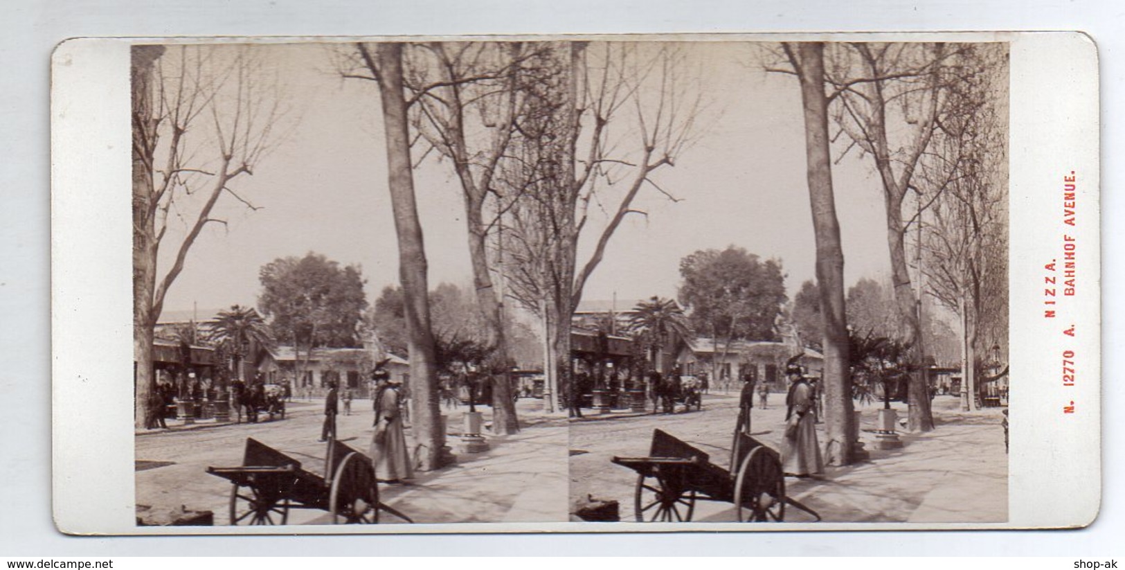 AK-1658/ Nizza Bahnhof Avenue  Frankreich Stereofoto V Alois Beer ~ 1900 - Stereo-Photographie