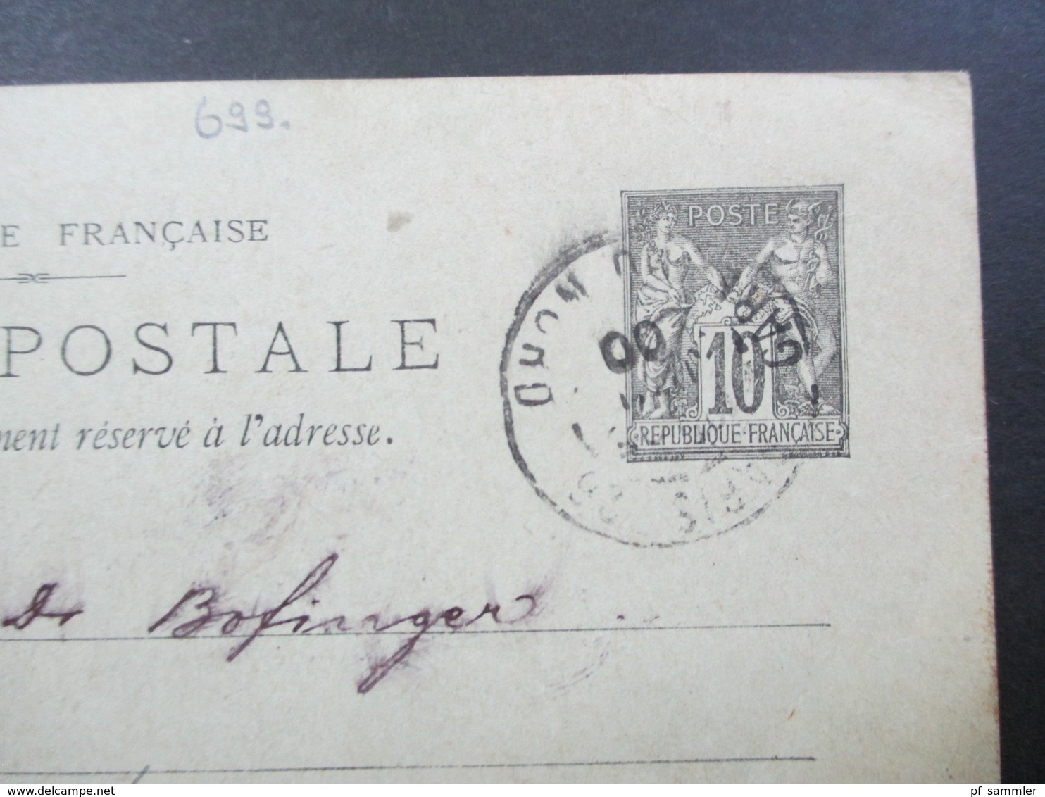 FRankreich 1900 Ganzsache Paris - Creglingen Mit Ak Stempel K2 Creglingen - Lettres & Documents