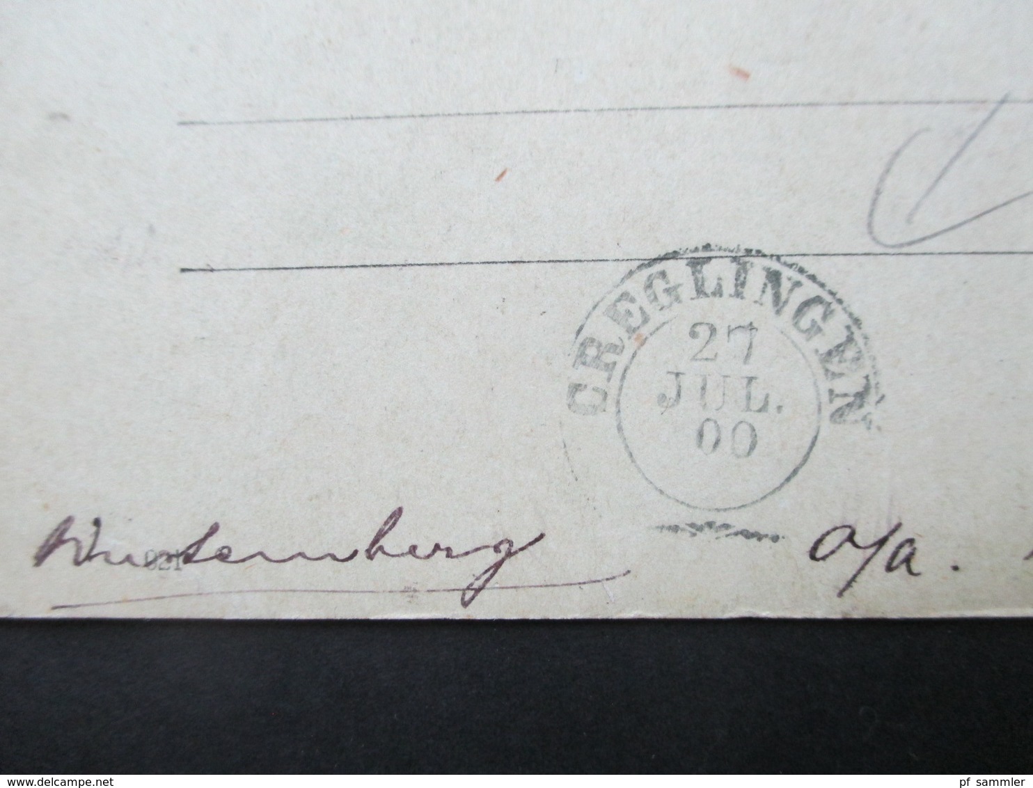 FRankreich 1900 Ganzsache Paris - Creglingen Mit Ak Stempel K2 Creglingen - Lettres & Documents