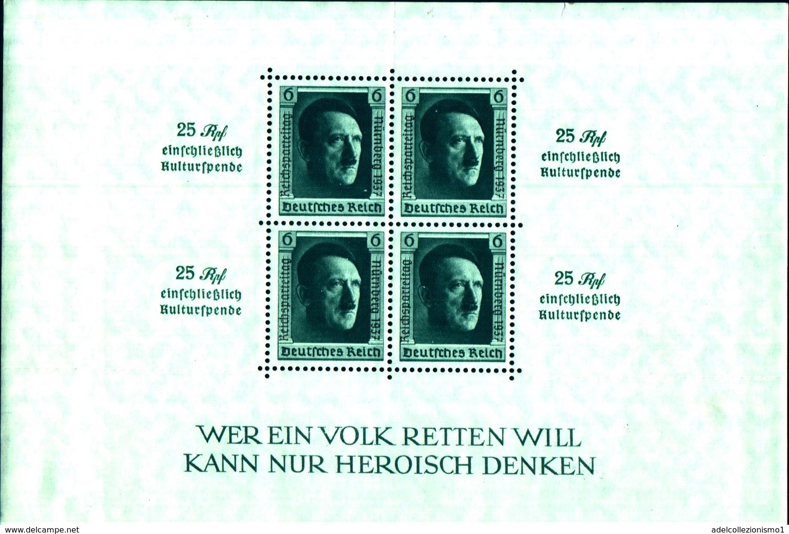 6743B) GERMANIA REICH - 1937 Foglietto Tipo BF 8 Soprastampato-PRO FONDO CULTURA-BF 10 - MNH** - Blocchi