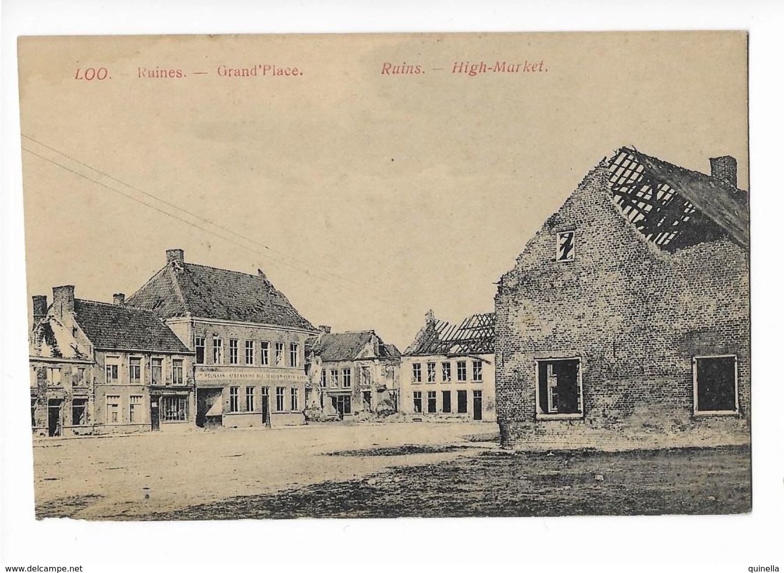 Loo (West Vl.)  ( M 4293 ) Guerre , Des Maisons En Ruines ,  Grand ' Place - Veurne