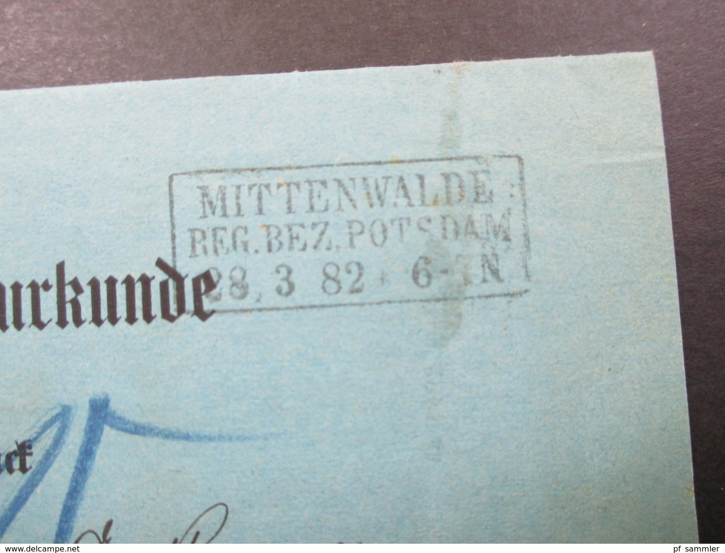 DR 1882 Post Zustellungsurkunde Stempel Ra3 Mittenwalde Reg. Bez. Potsdam 28.3.82 An Das Königl. Amtsgericht Zu Lübben - Briefe U. Dokumente