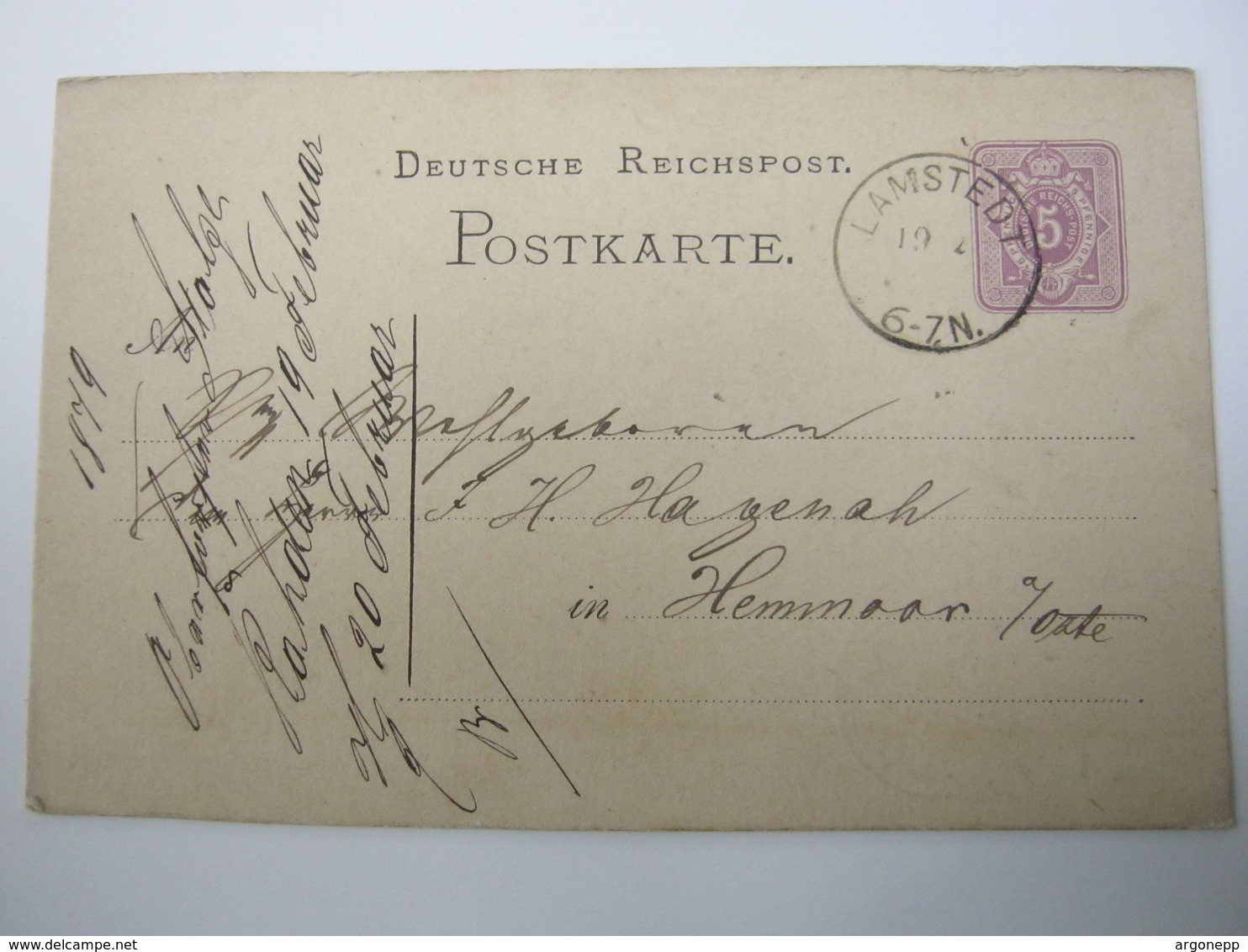 1879 , LAMSTEDT  , Klarer Stempel Auf Karte - Briefe U. Dokumente