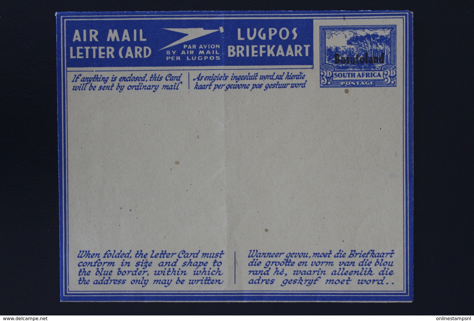 BASUTOLAND Airmail Letter Card  HG F2   Onused Fold - 1933-1964 Colonia Británica