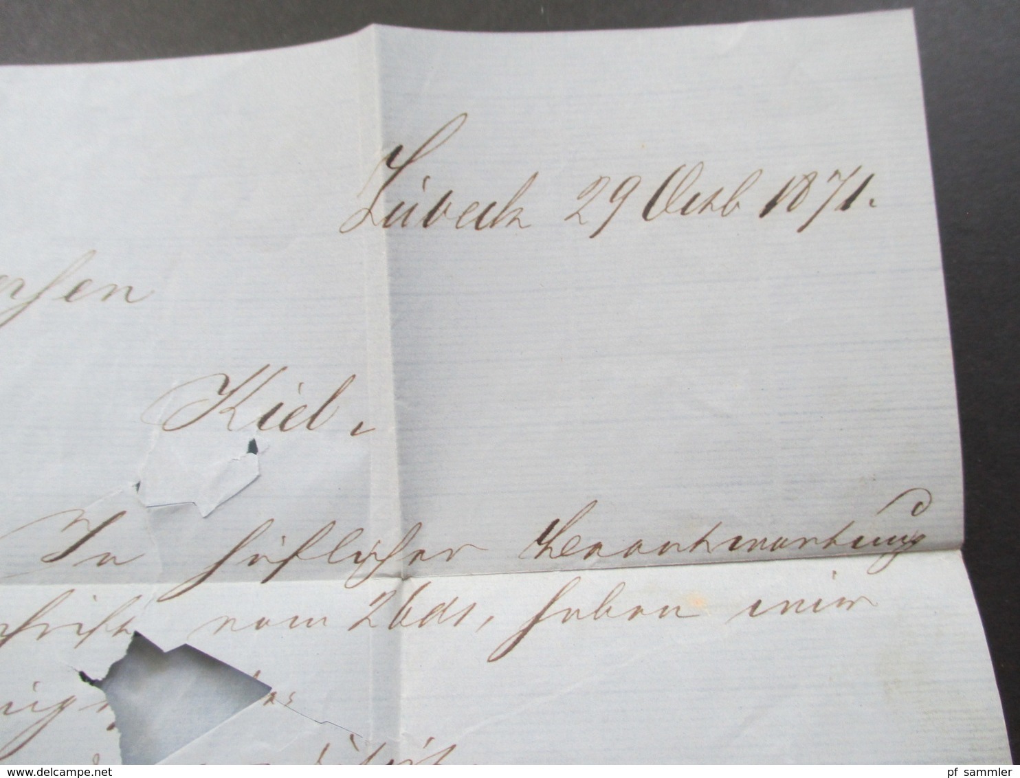 AD NDP 1871 Nr. 16 Brief Mit Inhalt Stempel K1 Lübeck Bahnhof Nach Kiel Gesendet! - Lettres & Documents