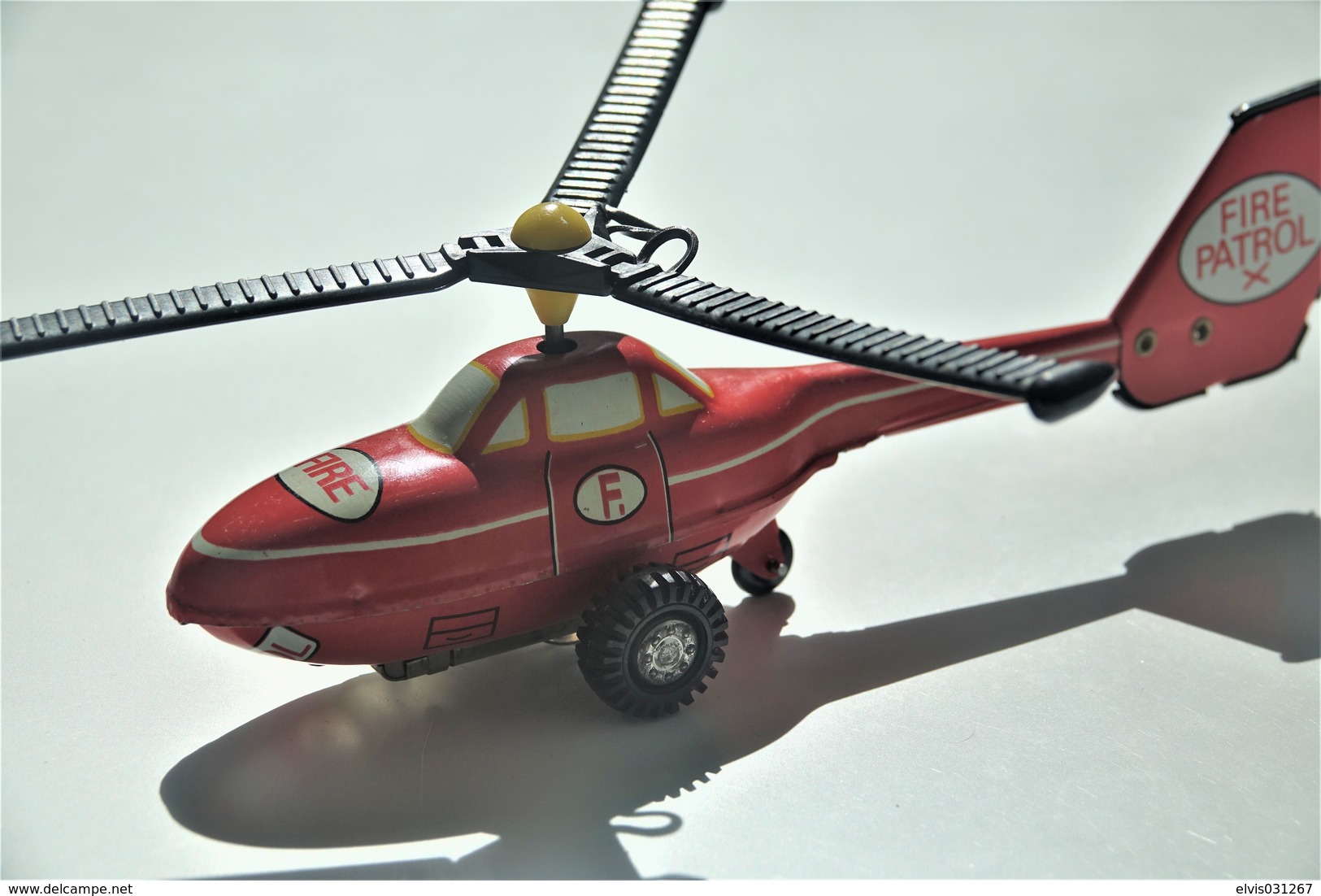 Vintage TIN TOY HELICOPTER  : Mark PLASTICART With BOX - FIRE PATROL - 19cm - DDR GDR GERMANY- 1960's - Friction Powered - Collectors Et Insolites - Toutes Marques