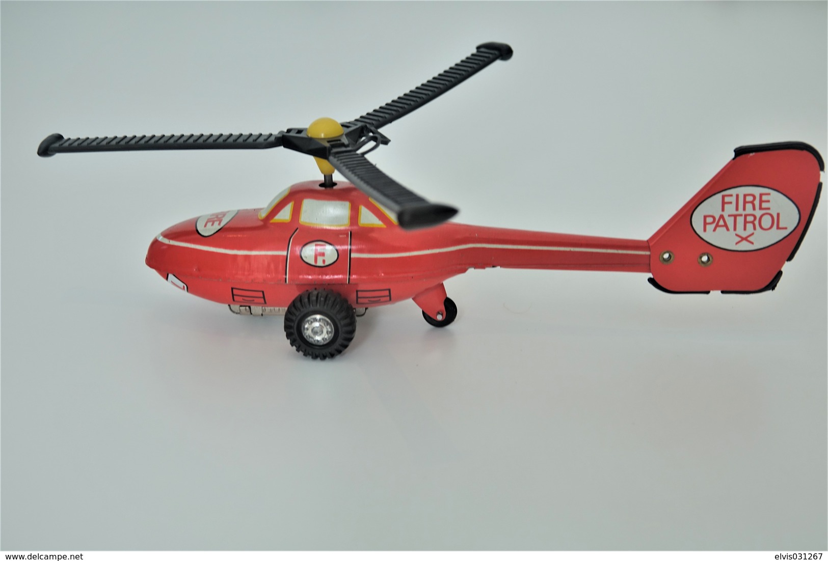 Vintage TIN TOY HELICOPTER  : Mark PLASTICART With BOX - FIRE PATROL - 19cm - DDR GDR GERMANY- 1960's - Friction Powered - Collectors Et Insolites - Toutes Marques