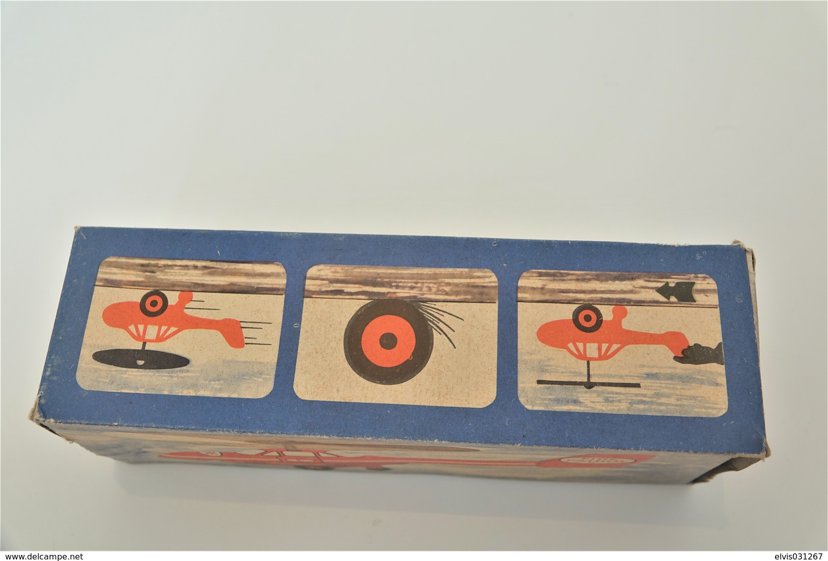 Vintage TIN TOY HELICOPTER  : mark PLASTICART with BOX - FIRE PATROL - 19cm - DDR GDR GERMANY- 1960's - Friction Powered