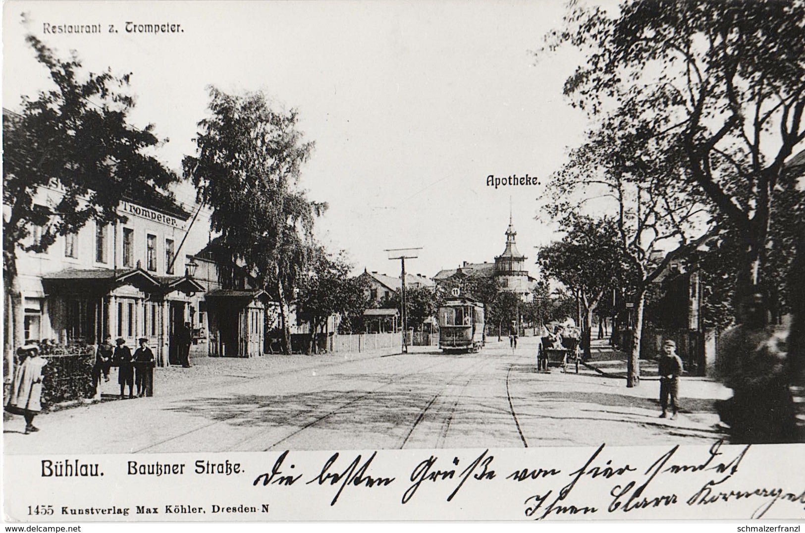 Repro Foto Dresden Bühlau Weißer Hirsch Bautzner Bautzener Straße Restaurant Gasthof Zum Trompeter Apotheke Straßenbahn - Sonstige & Ohne Zuordnung