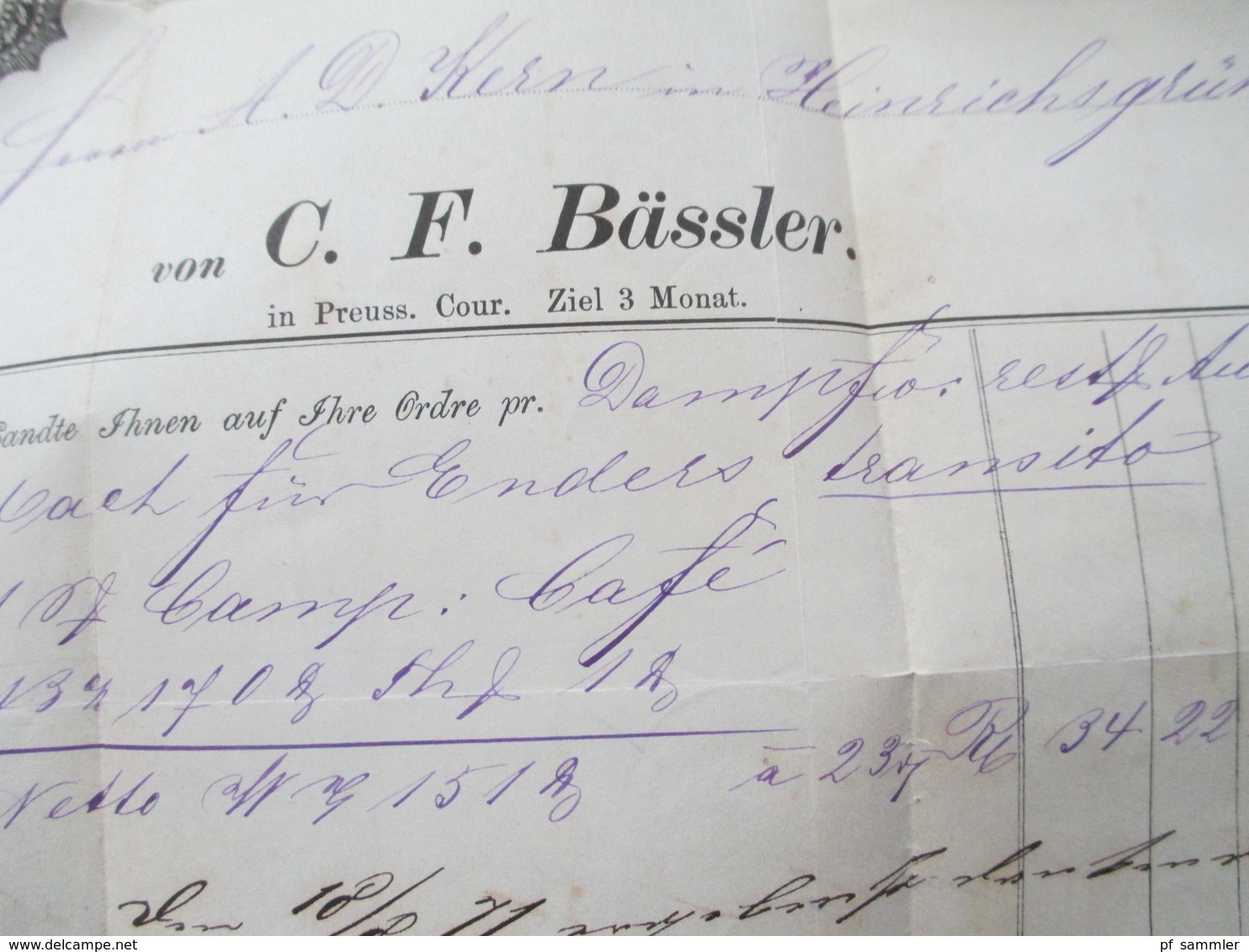 AD NDP 1871 Nr. 16 Brief mit Inhalt und Rechnung!! nach Heinrichsgrün in Böhmen + blauer Stempel Graslitz