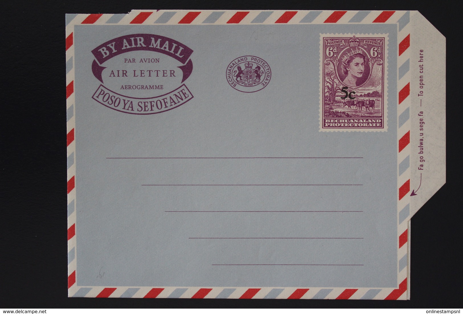 BECHUANALAND  Air Letter   5 C On 6 D  Unused - 1885-1964 Bechuanaland Protettorato