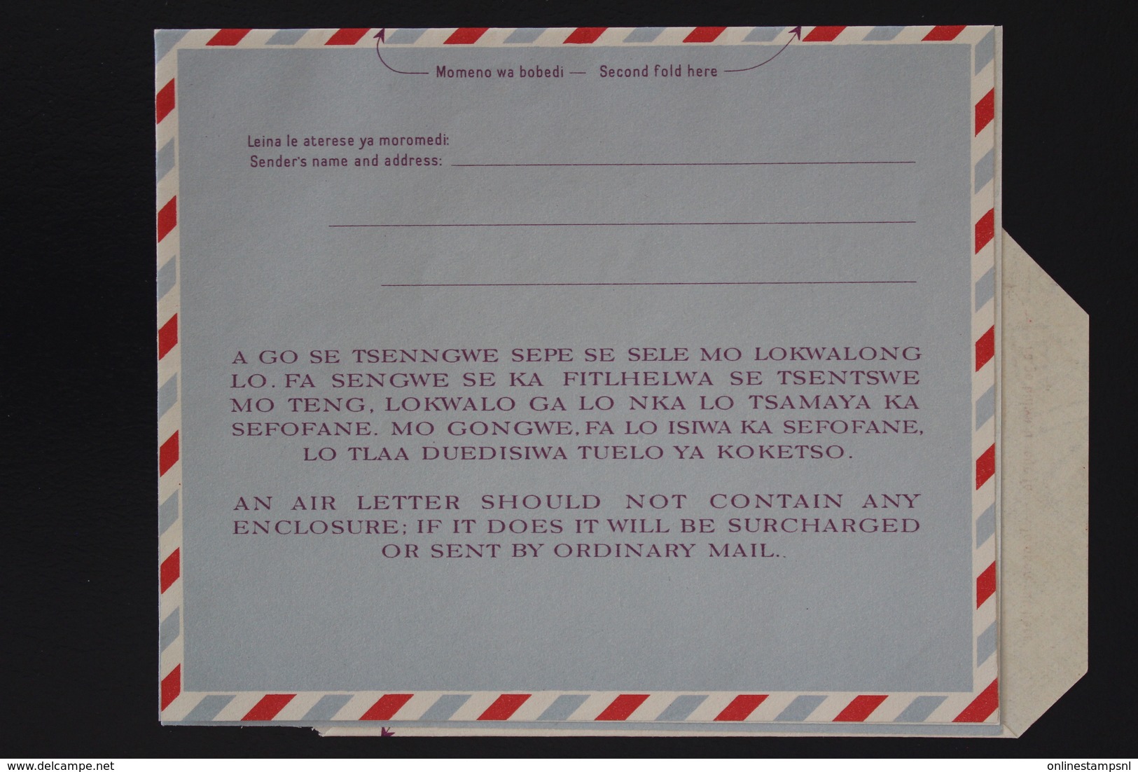 BECHUANALAND  Air Letter   5 C On 6 D  Unused - 1885-1964 Herrschaft Von Bechuanaland