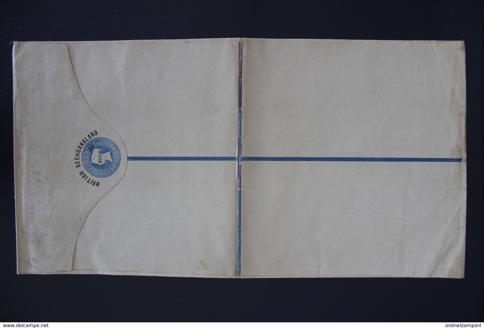 BRITISH BECHUANALAND  Registered Letter 4 D On 2 D  Unused 292*152 Mm HG 4d Vert Fold - 1885-1895 Kronenkolonie