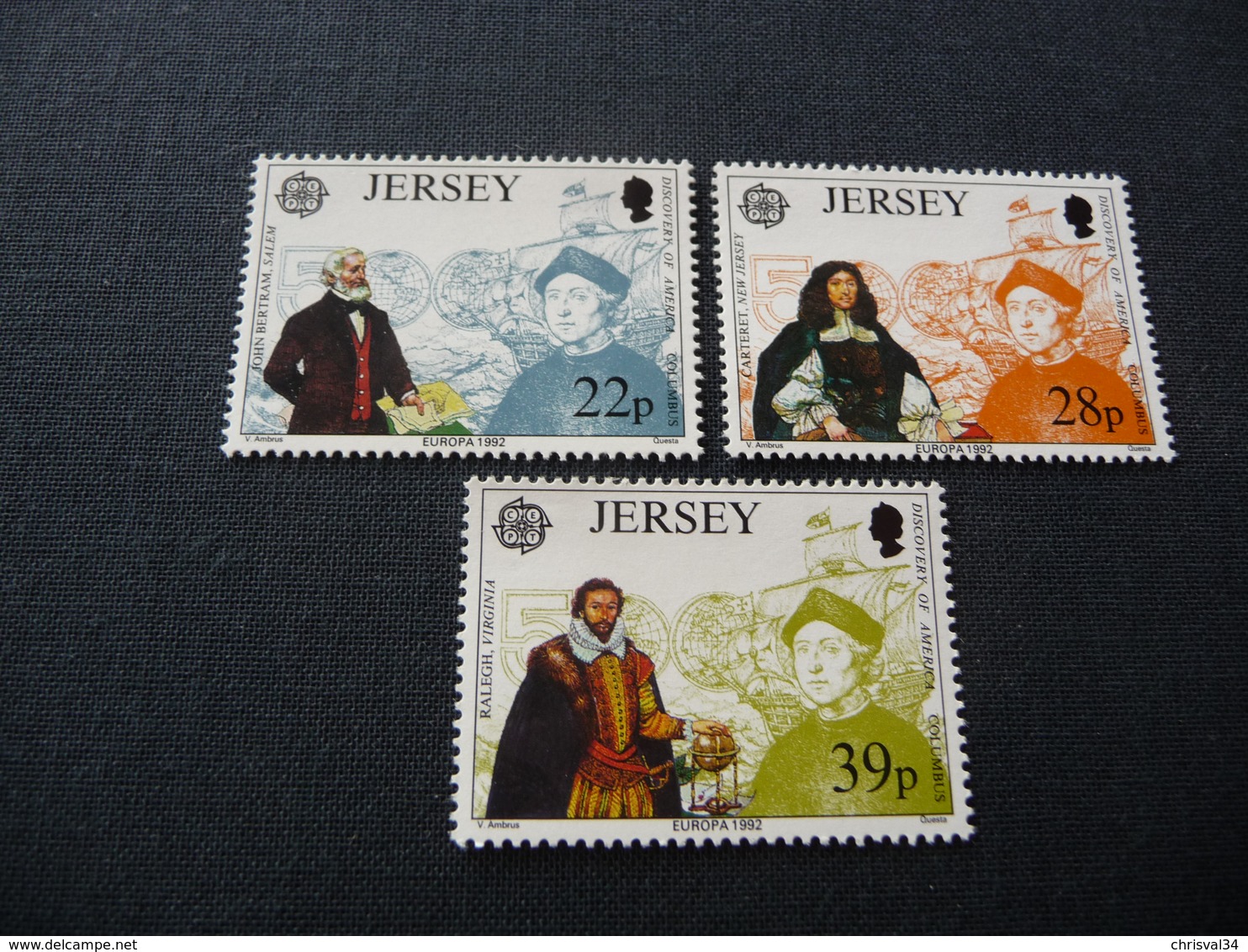 TIMBRES  EUROPA  1992     JERSEY     N  572  A  574    COTE  5,00  EUROS   NEUFS  LUXE** - 1992