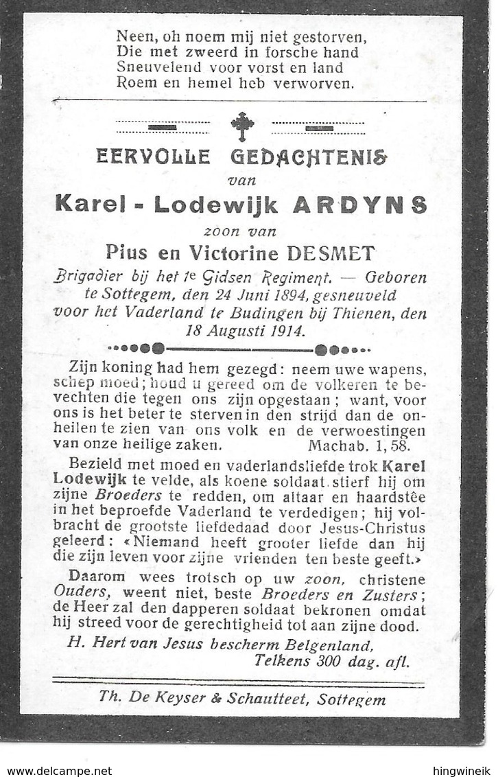 Ardyns K.l. (gesneuveld -zottegem1894 -budingen 1914) - Religión & Esoterismo