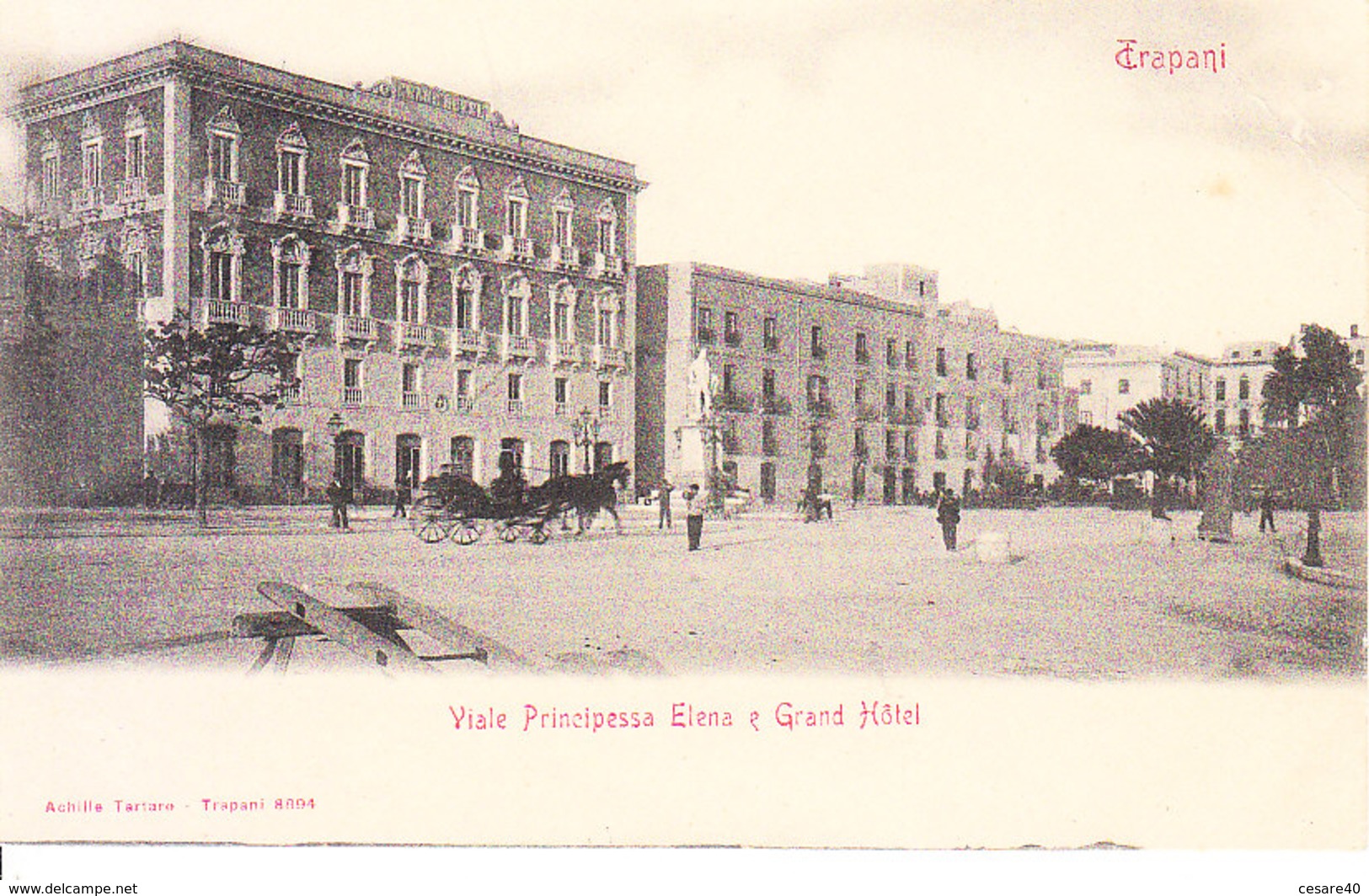 ITALIA - TRAPANI - Viale .... E Grand Hotel, Animata, 1900 Circa - 2019-357 - Trapani