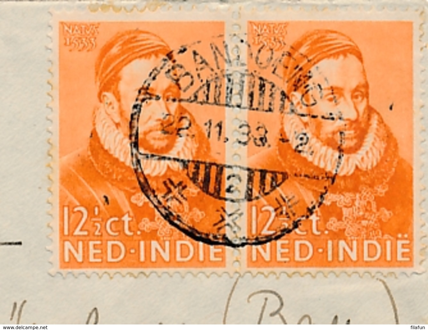 Nederlands Indië - 1933 - 5x 12,5 Cent Willem I Op LP-cover Van LB Bandoeng/2 Naar Würzburg / Deutschland - Nederlands-Indië