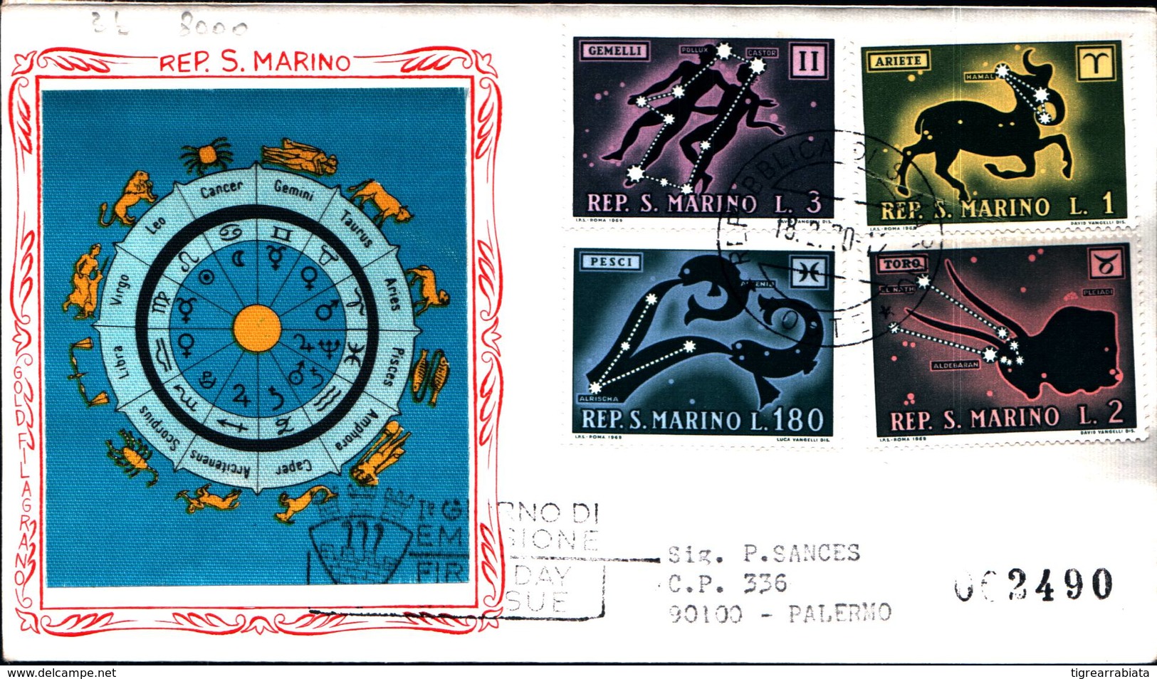 13105A)F.D.C. SAN MARINO Segni Zodiacali - 18 Febbraio 1970 - FDC