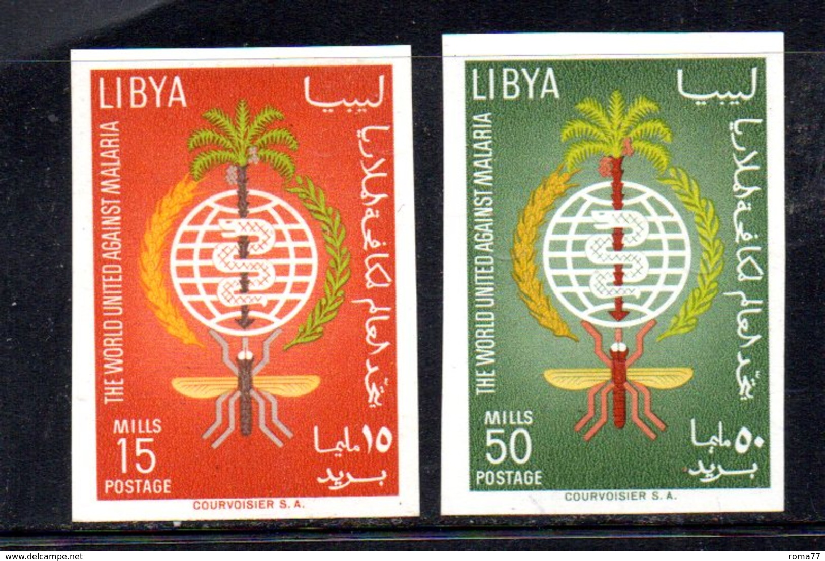 APR2313 - LIBIA LYBIA 1962 , Serie Yvert  N. 207/208 ***  MNH  Malaria NON Dentellata - Libia