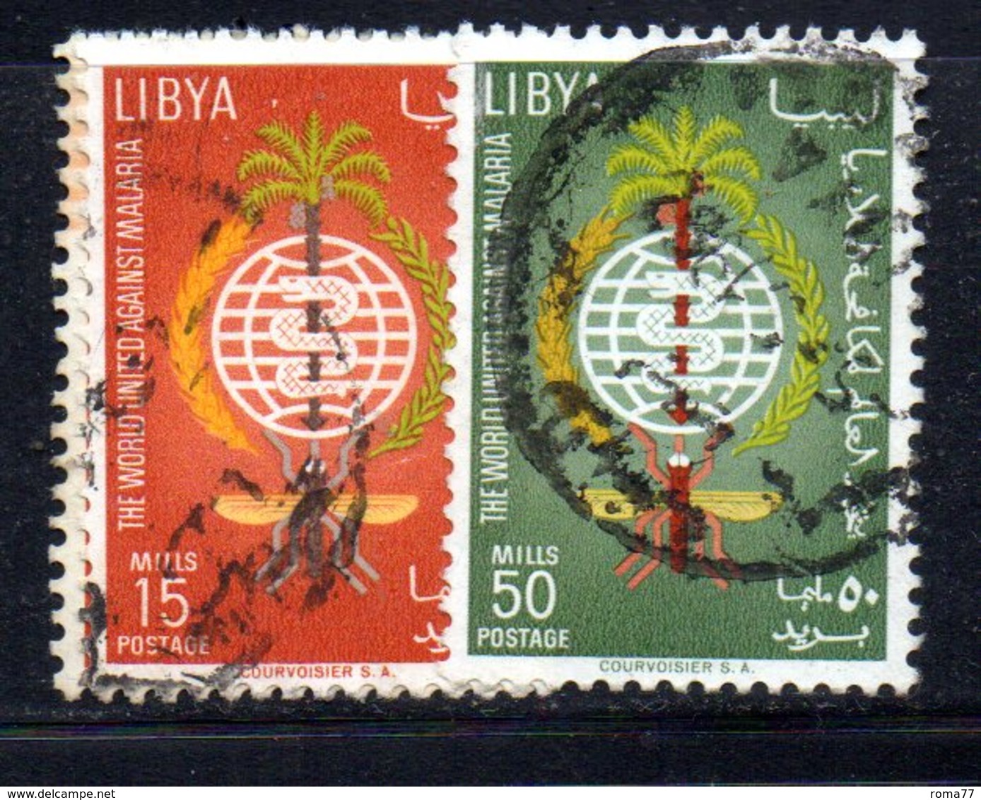 APR2314 - LIBIA LYBIA 1962 , Serie Yvert  N. 207/208 Usata  Malaria - Libye