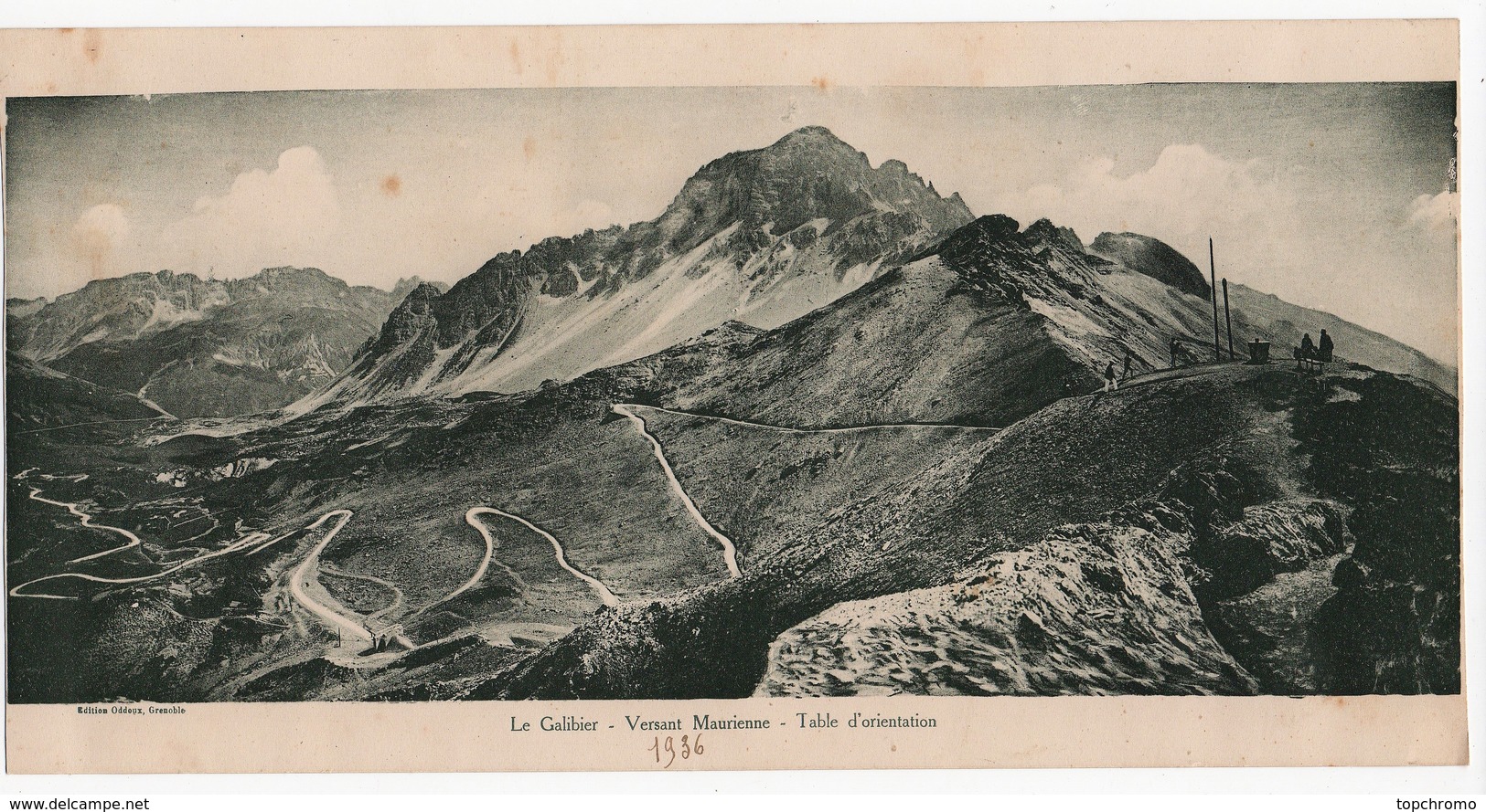 Grande Carte Photo Ancienne Le Galibier Versant Maurienne Table D'orientation 1936 Montagne Alpes - Non Classés