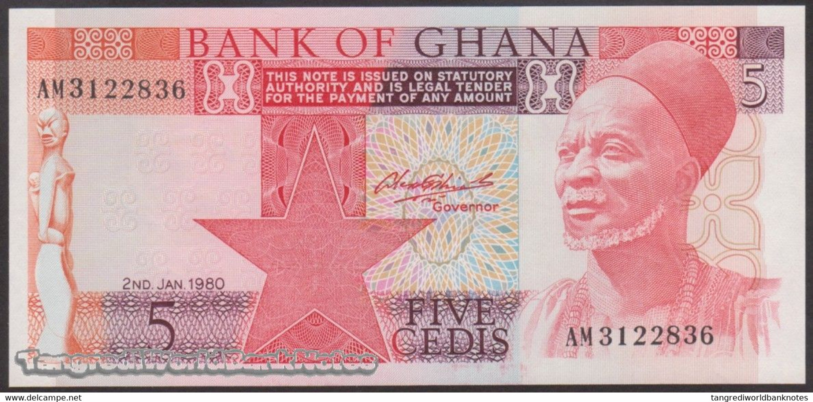 TWN - GHANA 19b - 5 Cedis 2.1.1980 Prefix AM UNC - Ghana