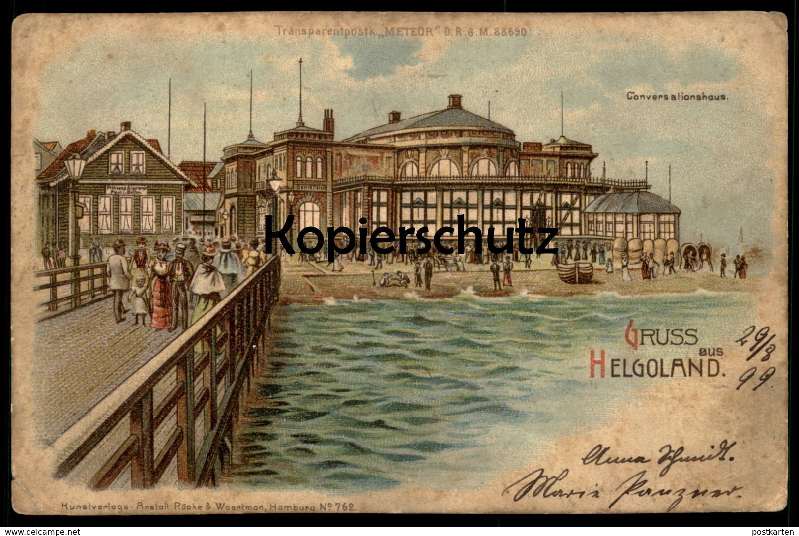 ALTE LITHO POSTKARTE GRUSS AUS HELGOLAND METEOR HALT GEGEN DAS LICHT HGL GASTHAUS PRINCESS ALEXANDRA PAUL J. BOTTER AK - Helgoland