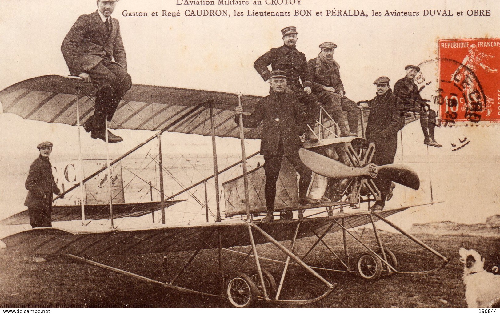 80 LE CROTOY " Photo Glacée D' Une CPA " Gaston   René CAUDRON,les Lieutenants BON Et PERALDA, Les Aviateurs DUVALet O . - Aviation