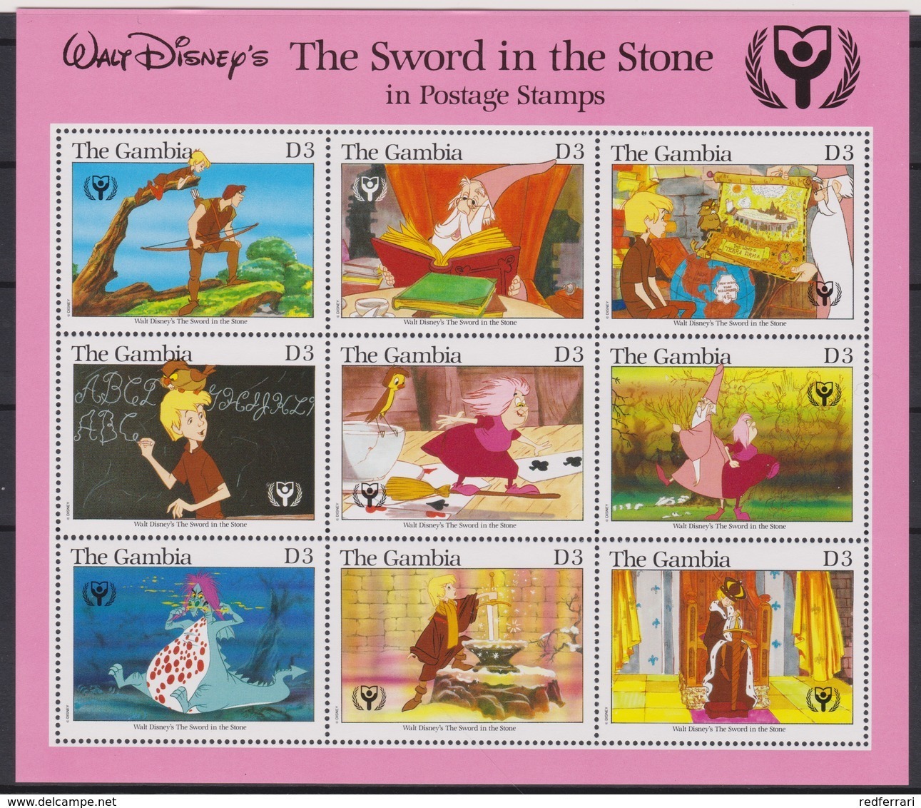2457  -  The GAMBIA - Disney - 1990 -  ( Het Zwaart In De Steen ) In Postage Stamps. - Disney
