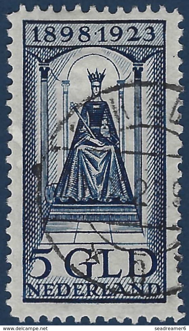Pays-Bas 1923 N°128 5 Gulden Bleu Oblitéré TTB Signé Jamet - Usati