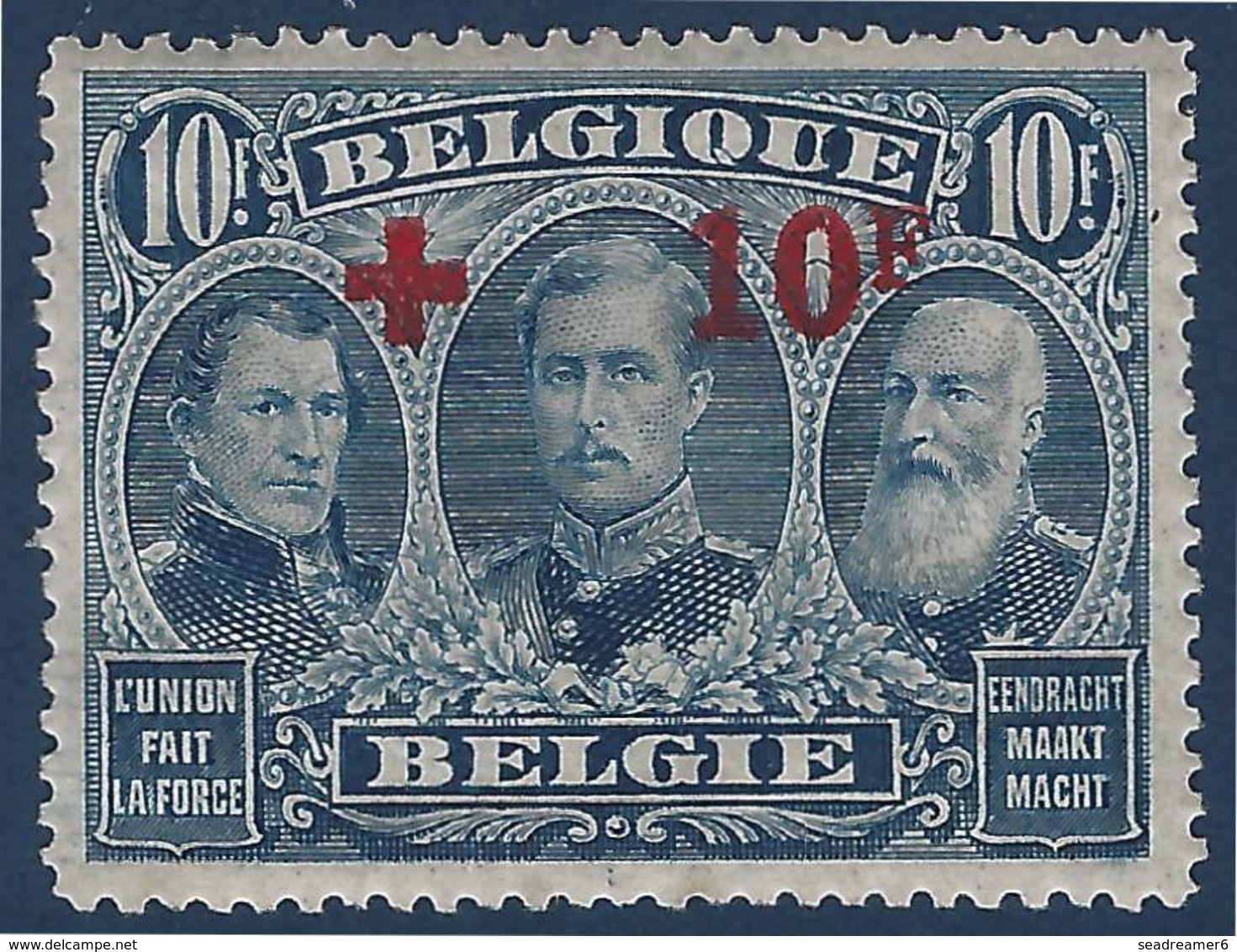 Belgique Croix Rouge 1918 N° 163** 10f Sur 10fr Bleu Fraicheur Postale, Centré !! Superbe & RR Ainsi Signé Darteyre - Neufs