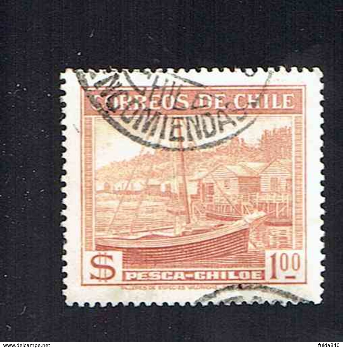 CHILI.(Y&T)   1938-40 - N°174   *Bateau De Pêche*  1pc.  Obl . Encomiendas - Chili