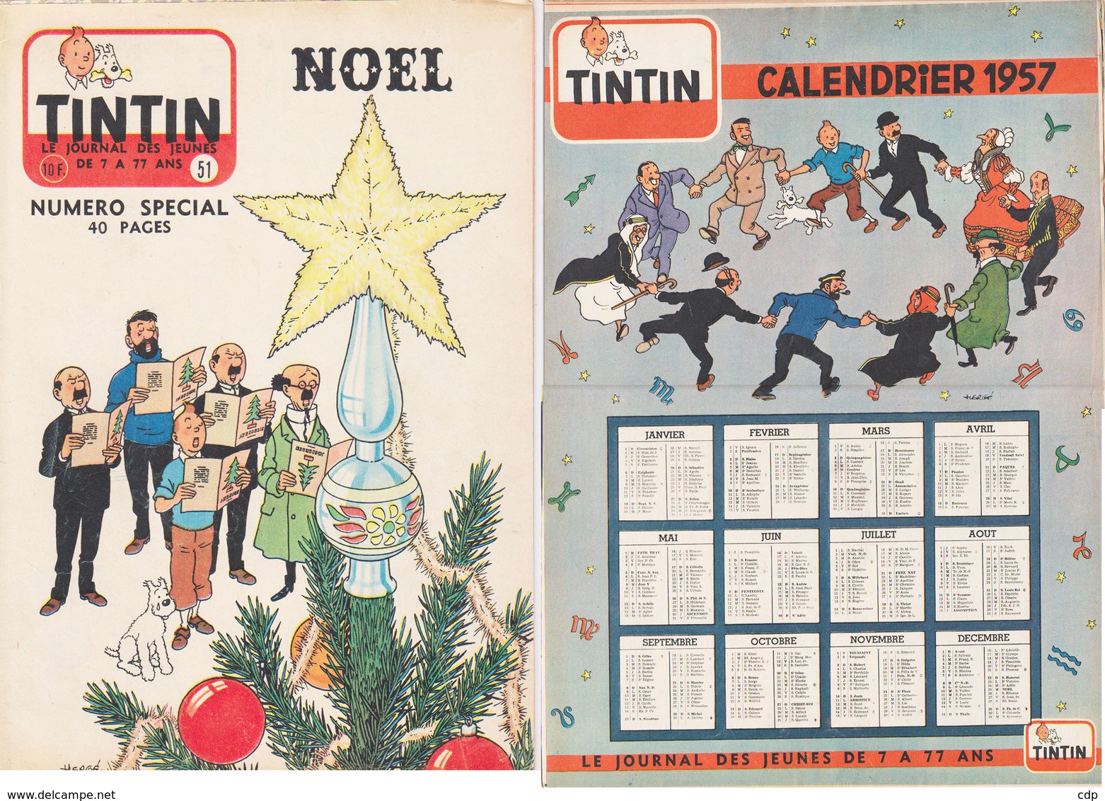 Tintin 1956 Avec Calendrier 1957 - Tintin