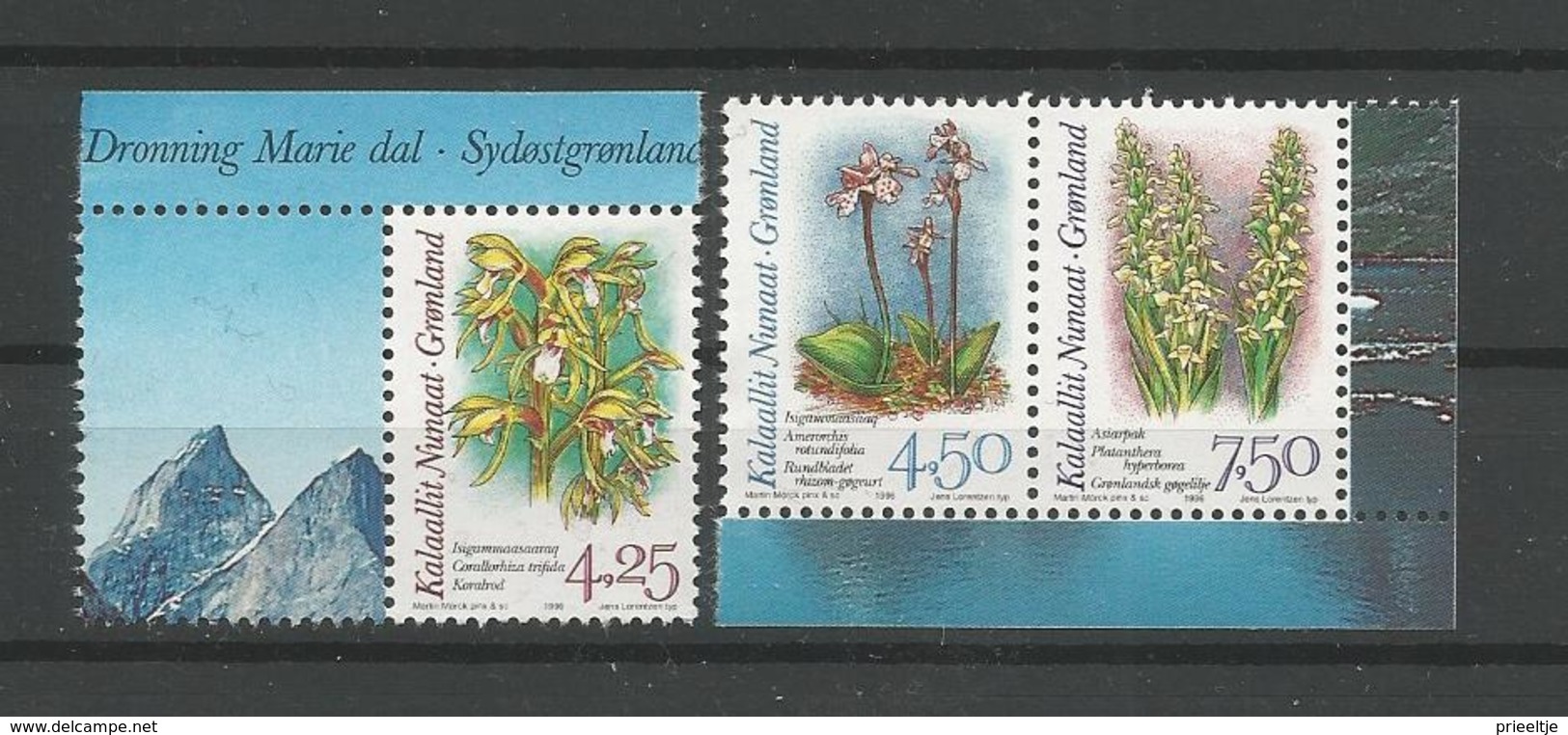 Greenland 1996 Orchids From  Booklet 2 Y.T. 263a/265a ** - Ungebraucht