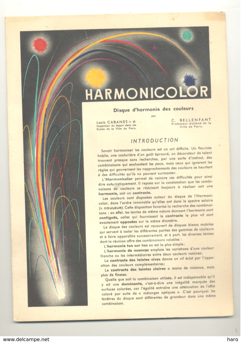 HARMONICOLOR - Plaquette Avec Disque Pour Aider à Harmoniser Les Couleurs, Peinture, Peintre,art,... .(b259) - Other & Unclassified