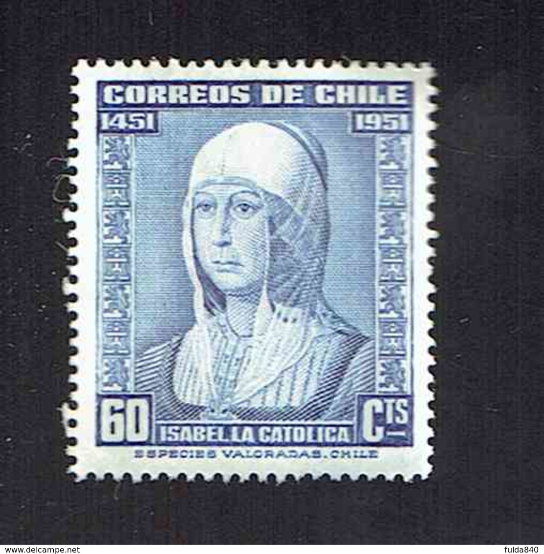 CHILI.(Y&T)   1952 - N°230   *5é Centenaire De La Naissance D'Isabelle La Catholique.*   60c.  Neuf - Chili