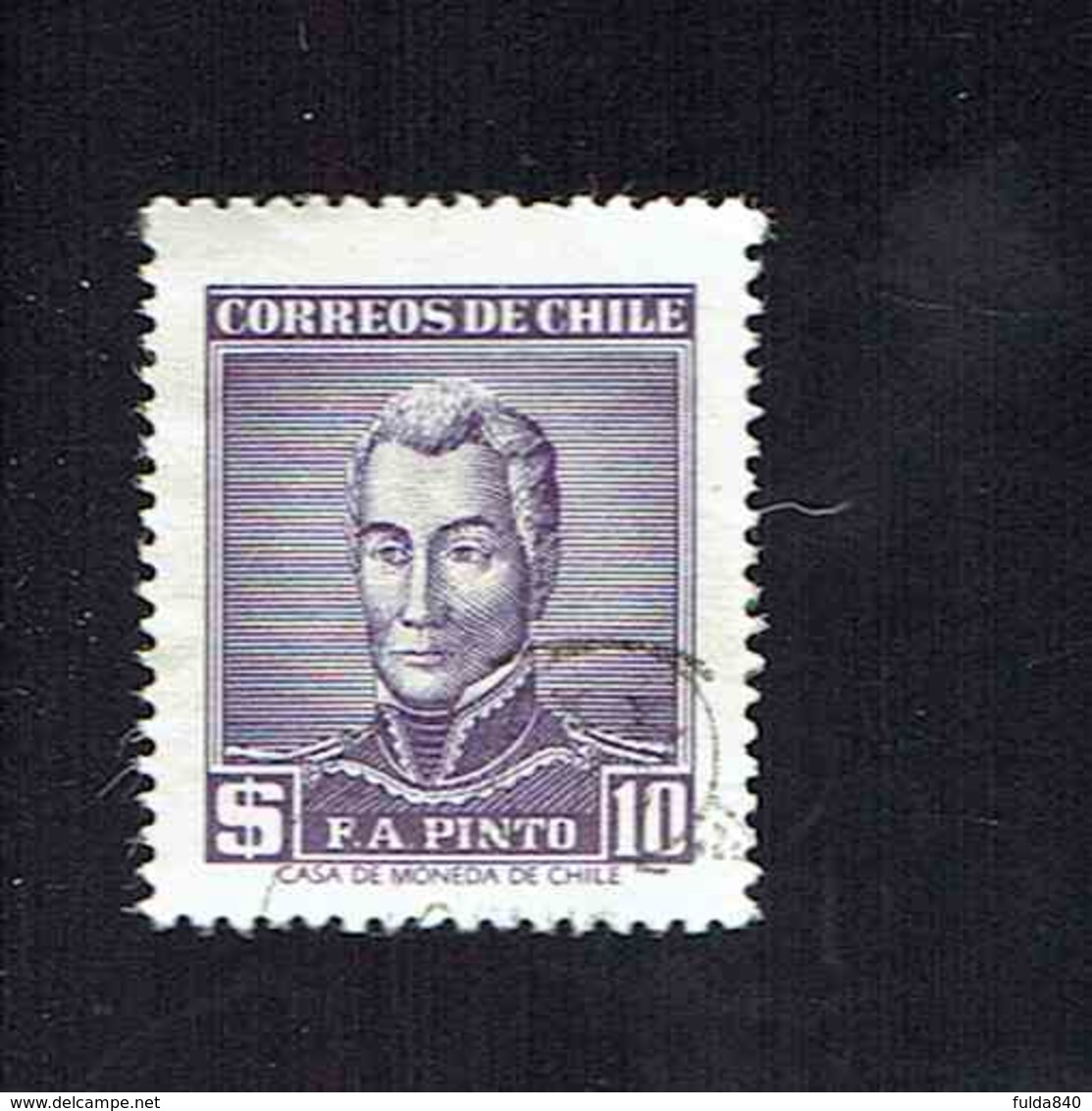 CHILI.(Y&T)   1956-58 - N°259   *Général Pinto.*   10p.  Obl. - Chili