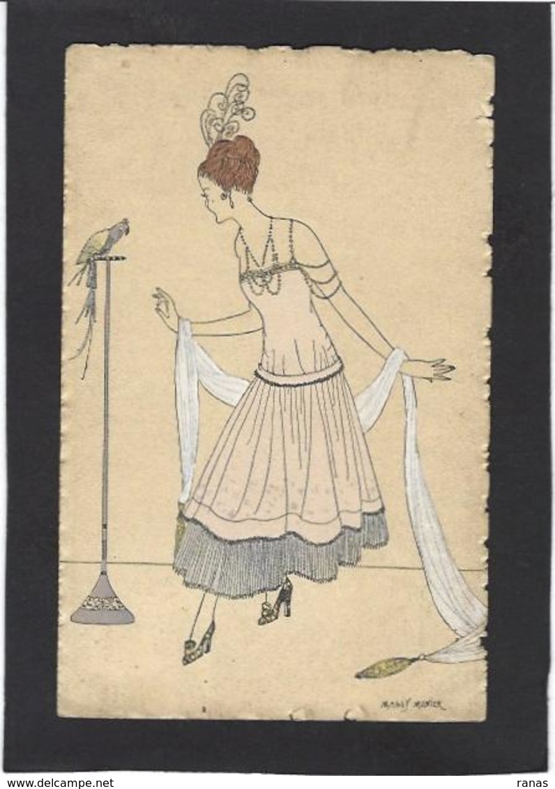 CPA Art Déco Femme Girl Woman Illustrateur Magy Monier Perroquet - Women